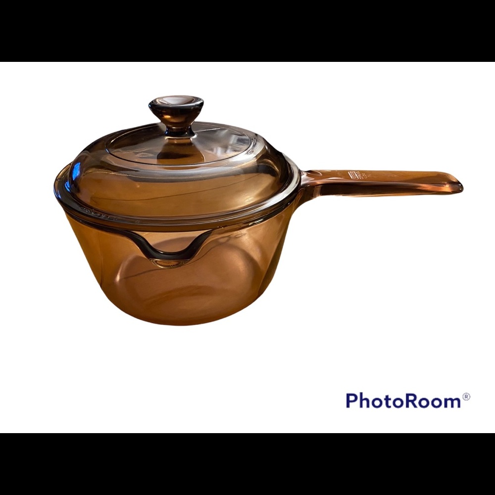 Vintage Pyrex Corning ware Visions amber, all glass 1L saucepan